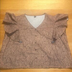 SHEIN Tan Ruffled Puff Sleeve Blouse